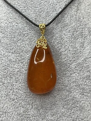 VINTAGE Color Baltic AMBER PENDANT.Cognac Amber PENDANT with Sterling Silver.