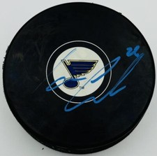 IAN COLE SIGNED ST. LOUIS BLUES HOCKEY PUCK NOTRE DAME IRISH AUTOGRAPH COA J5