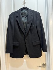 Oscar De La Renta Jacket Mens Blazer Wool Cashmere Blend Black 2 Button Sz 42R