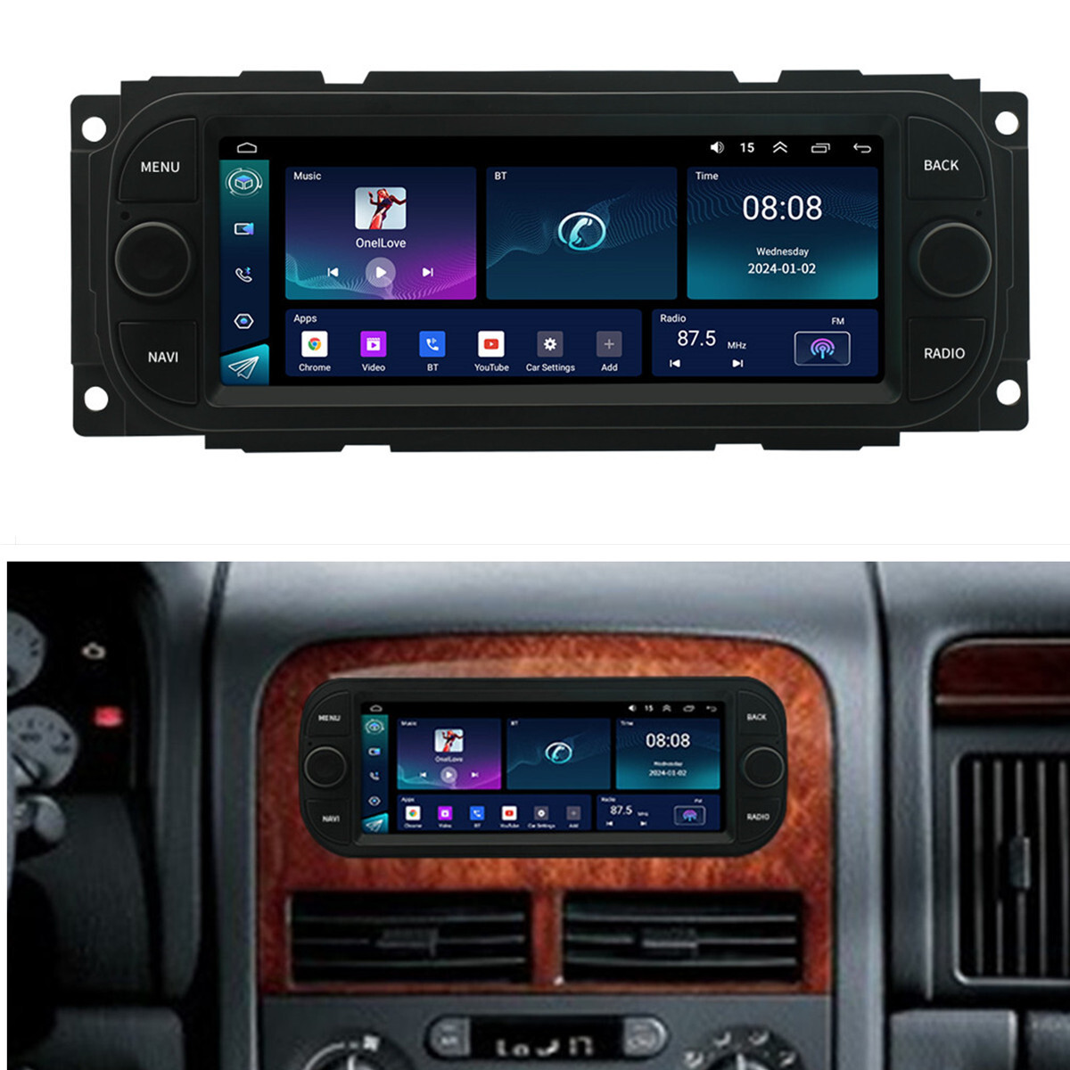 6.8"" For 2001-2007 Jeep Cherokee Liberty Chrysler Stereo Radio GPS Wifi Carplay
