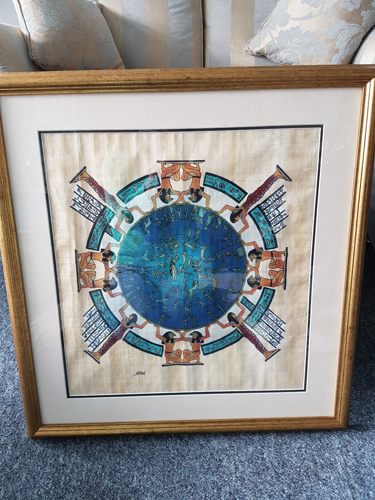 egyptian-framed-and-mounted-picture-egytian-calendar-papyrus-ebay
