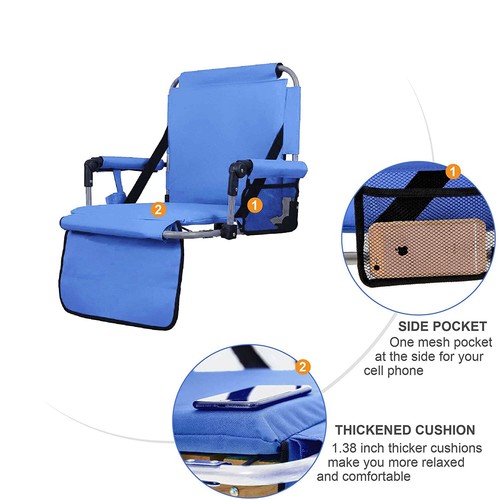 ALPHA CAMP Portable Folding Stadium Seat Chair for Bleachers with Back &Arm Rest - Picture 7 of 8
