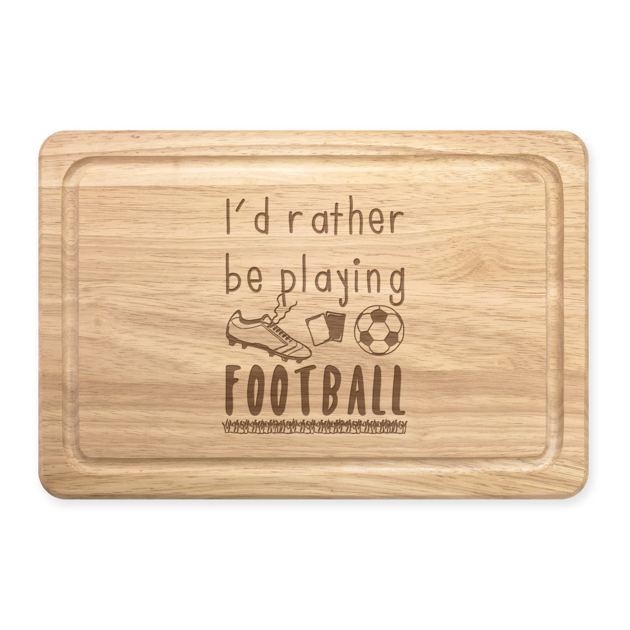 I'd Rather Be Playing Football Rectangular Wooden Chopping Board - Funny Soccer