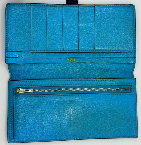 HERMÈS Bearn Souffle Epsom Leather Black/light blue Bifold Long Wallet GoldMetal - Picture 19 of 22