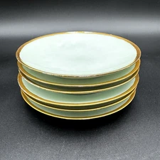 Thomas Bavaria Porcelain Pastel Mint Green Gold Rim 6” Bread Butter Plates SET/6