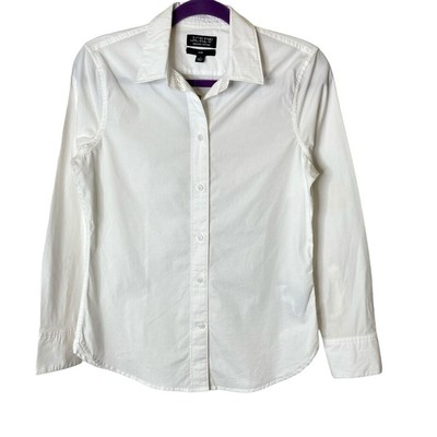 J. Crew sz 2 FLAW White Slim-fit stretch organic cotton poplin shirt New