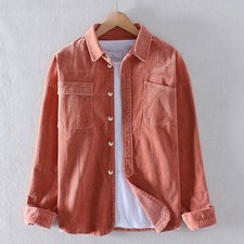Men's Cotton Corduroy Shirts Tops Blouses Long sleeve Loose Fit Jacket Leisure