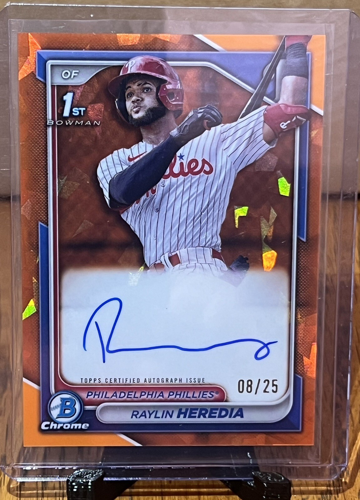 2024 Bowman Chrome Sapphire RAYLIN HEREDIA 1st Bowman Orange Auto #8/25