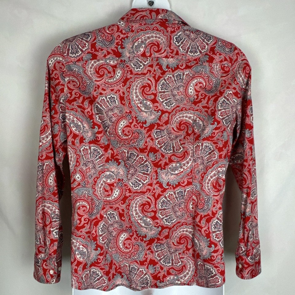 CHAPS Womens XL NO IRON Paisley Top Button Up Blouse Shirt Long Sleeve