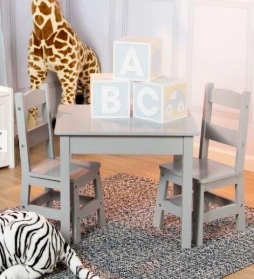 Melissa & Doug - Wooden Table & 2 Chairs - Gray