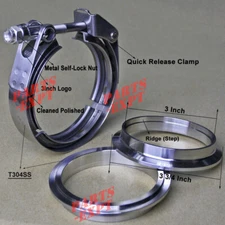 3 Inch V Band Clamp Kit Male Female Flange Stainless Steel SS Turbo Exhaust 3"