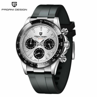 PAGANI DESIGN Men Watch PD-1664 Chronograph Date Quartz Watches Silicone Strap