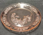 Pink Depression Federal Glass 1930's Sharon Cabbage Rose Dinner Plate 9" Vintage