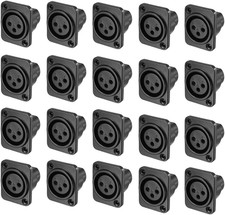 3-Pin XLR Female Jack Panel Mount Microphone Connector Adapter Converter 20Pcs