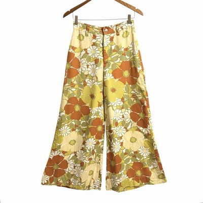 Faithfull Manuela Linen Wide Leg Flare Floral Pants 4 Hippie Boho Festival