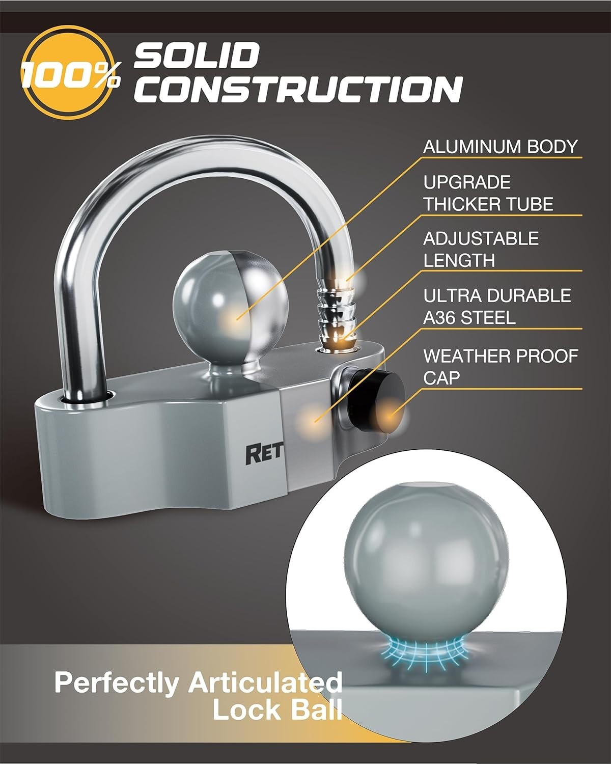 Candado Para Enganche De Remolque Se Adapta A Trail De Y La Mayo 1-7/8" 2"
