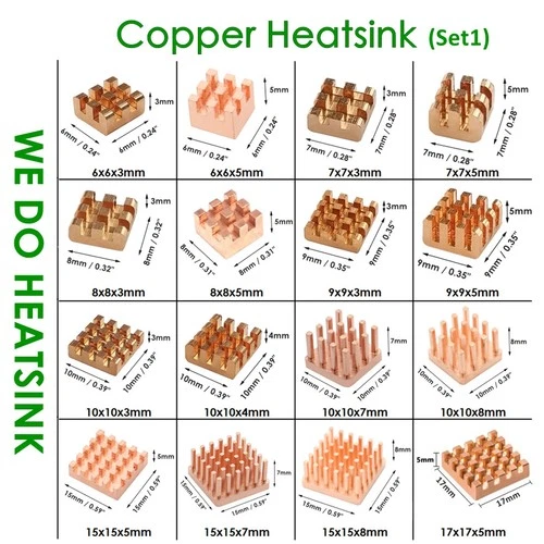 Pure Copper 6-17mm  Square Copper Heatsink Radiator Cooler With or Without Tape