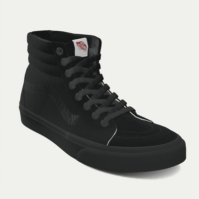 VANS Custom SK8-Hi - Schwarz Mit Weißen Und Roten Akzenten. NEU