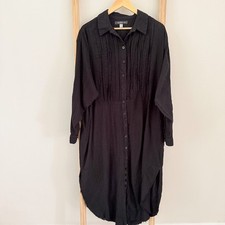 NWOT Urban Outfitters Black Oversized Shirt Dress Cotton Gauze Boho Midi Medium