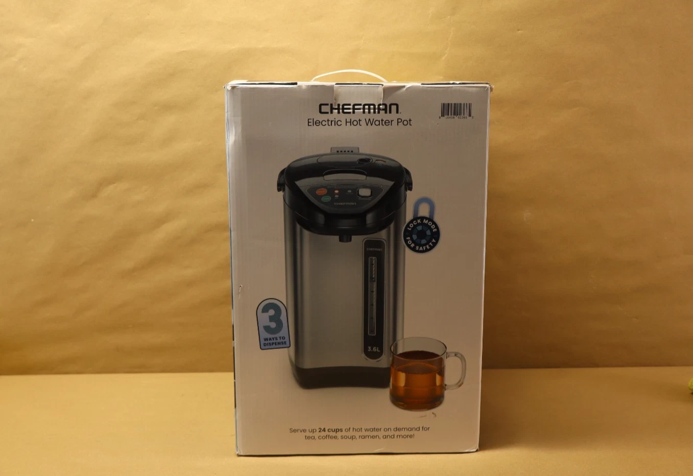 Chefman 3.6 Liter Electric Hot Water Pot w/ Dispenser - Stainless Steel