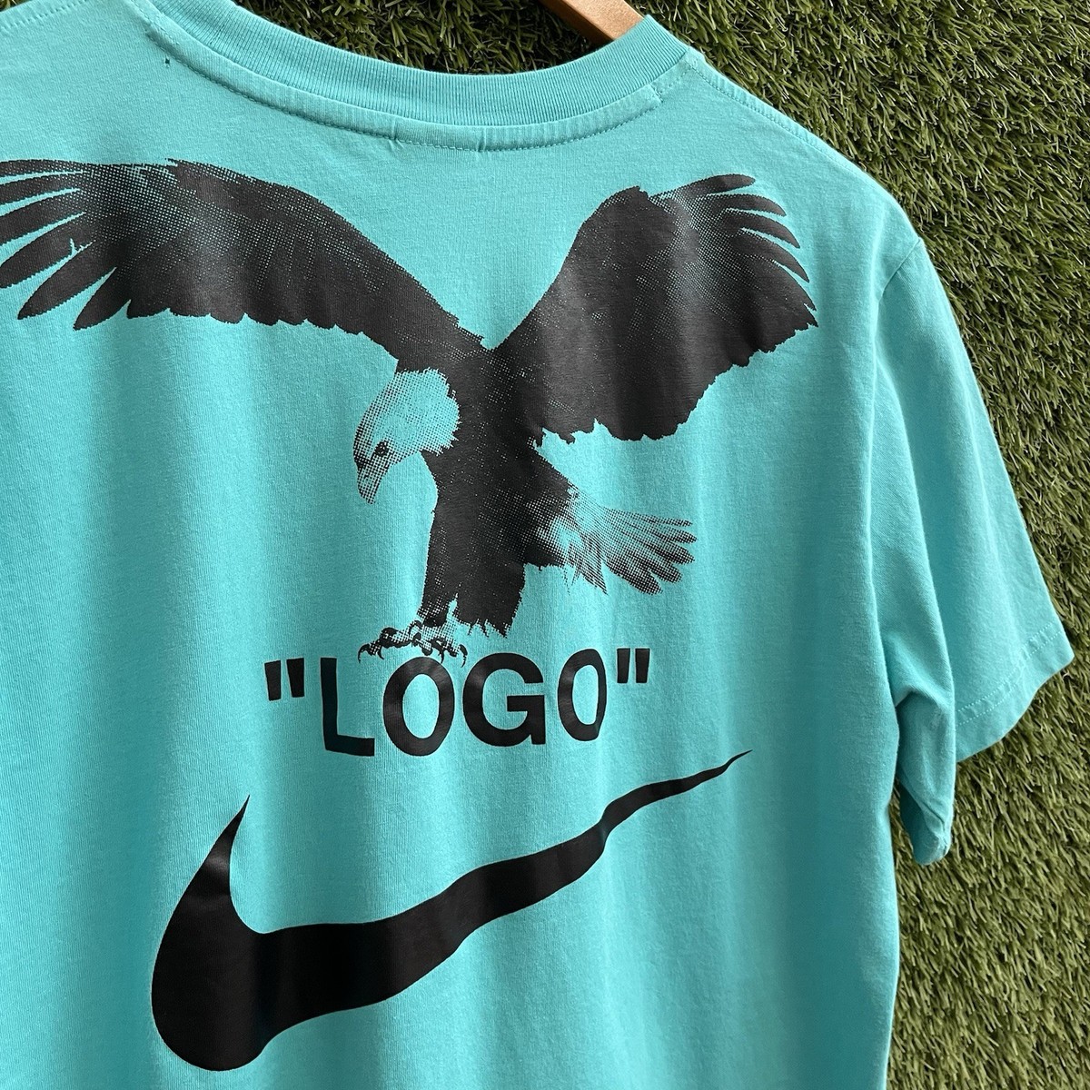 Nike x Off-White NRG A6 Logo T-Shirt Mens Medium Tiffany Tuxedo Eagle Streetwear View 4