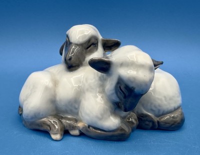 Royal Copenhagen 4'' Porcelain Figurine #2769 - Two Sleeping Lambs / Sheep - MINT