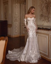 Sweetheart Wedding Dresses Zipper Back Mermaid Lace Appliques Sweep Train