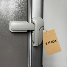 2 Pack Child Safety Refrigerator/Fridge/Freezer Door Lock, One Handed Gray