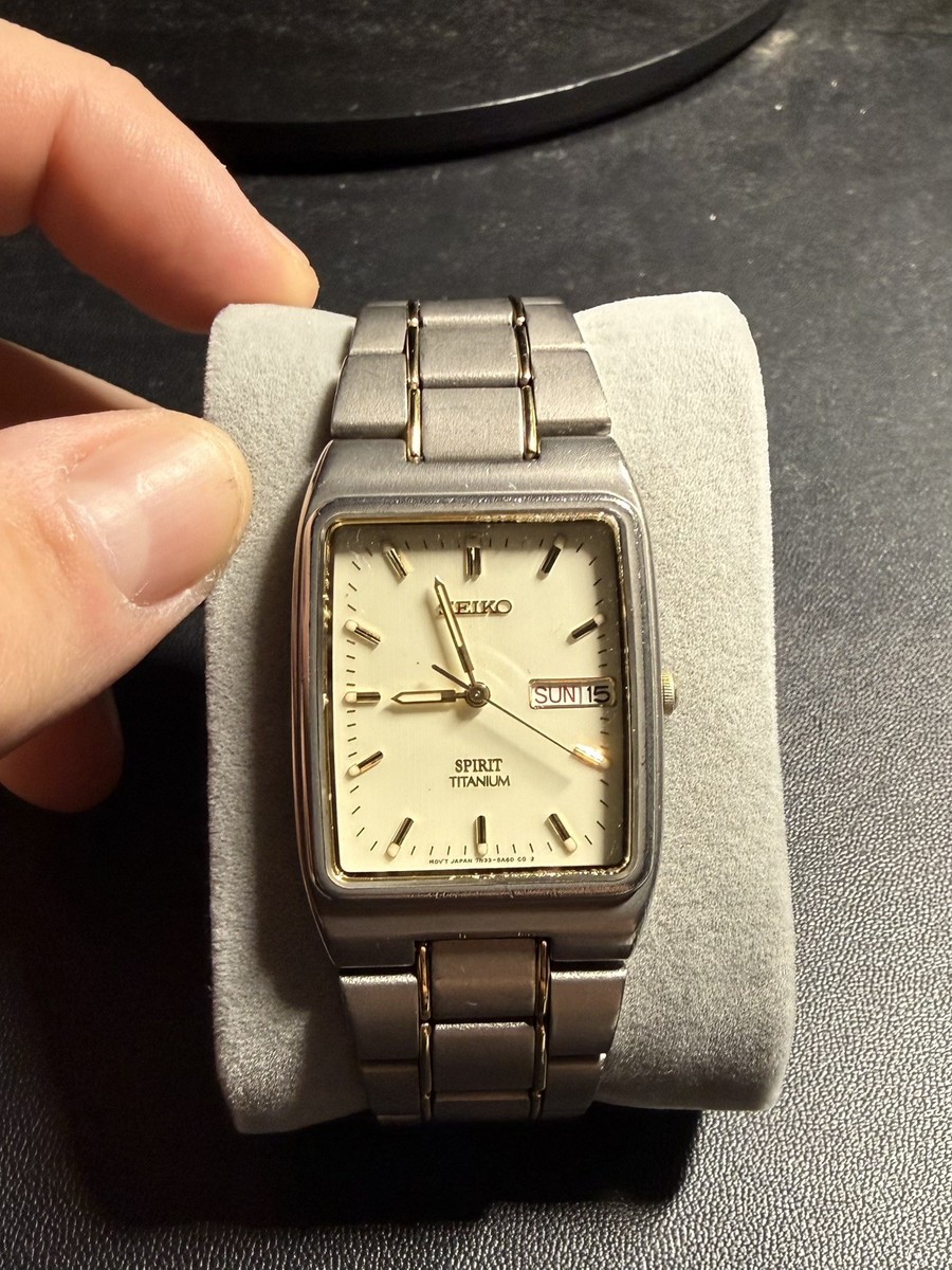 Vintage 1997 Seiko Spirit 7N33-5A30 Titanium Day Date Men's Quartz