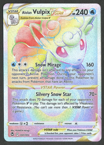 Pokemon TCG: Alolan Vulpix VSTAR 197/195 Silver Tempest Rainbow Secret Rare