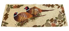 Pier One Beaded Table Runner Beige New Pheasant Birds 12x34