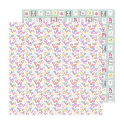 American Crafts Patterned Double-Sided Cardstock 12''X12''-Happy Heart,  - 25 Pack