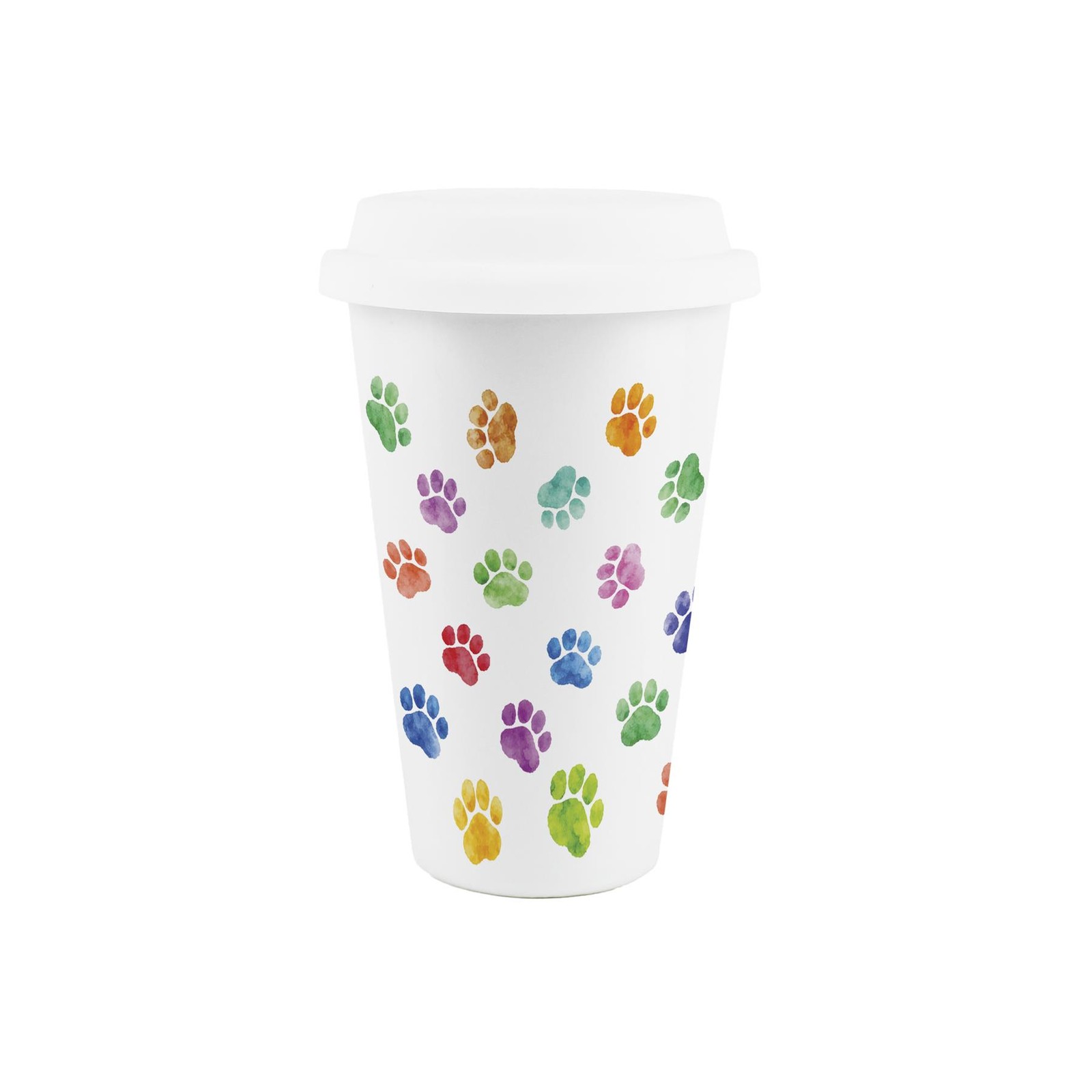 Rainbow Polka Dots Ceramic Travel Mug - Novelty Gifts for Dog Owners