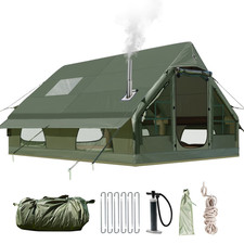 Inflatable Camping Tent with Fireplace Opening, for 2 to 8 People with Air pump