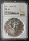 2012 $1 American Silver Eagle Dollar NGC MS69