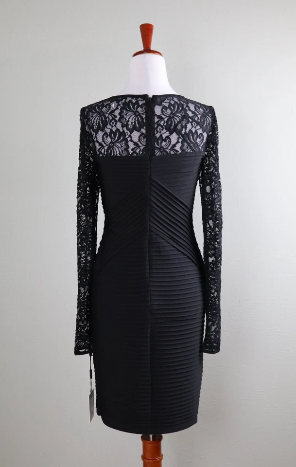 CALVIN KLEIN NWT $149 Sheer Lace Yoke Stretch Tiered Dress Size 6 Petite - Image 4 of 4