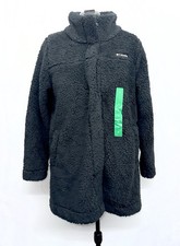 Image of Columbia Women’s Sherpa Fleece Jacket Snap Front Caot Long Black Size: XL, NWT