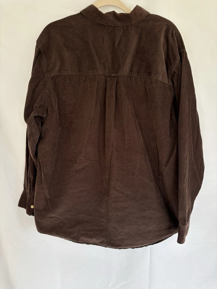 Chaqueta Camisa de Pana Chaps Para Hombre De Colección Talla Grande Marrón Forrada Con Botones Foto 4 de 4