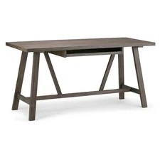 Simpli Home Dylan Solid Wood Industrial 60 " Writing Office Desk in Driftwood