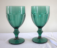 Libbey Duratuff Gibraltar Juniper Emerald Green Wine Water Glasses 7" Set of 2