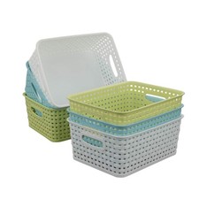 Plastic Storage Baskets/Bins Organizer for Bathroom, 6-Pack