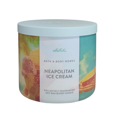 NEW Bath & Body Works Neapolitan Ice Cream 3-Wick Candle 25-45 hours, 14 oz
