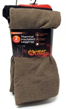 Heat Logic Women's Thermal Insulated Leggings 2 Pair Brown Black One Size NWT