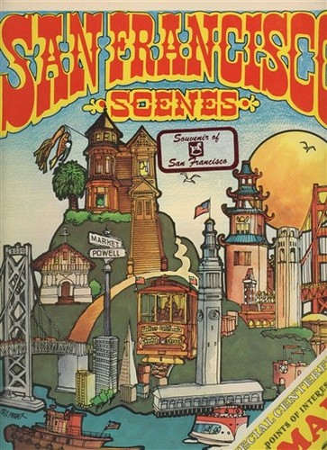 San Francisco Scenes Cable Car Cut Out 1972 Centerfold Points of Interest Map