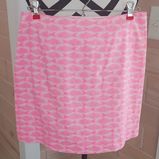 Vineyard Vines Pink White Fish Print Pencil Knee-Length Skirt Size 0 Lined Zip
