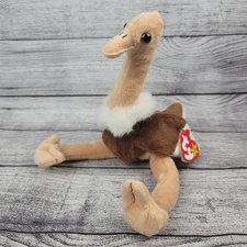 New 1997 Stretch The Ostrich TY Beanie Baby Stuffed Animal Toy