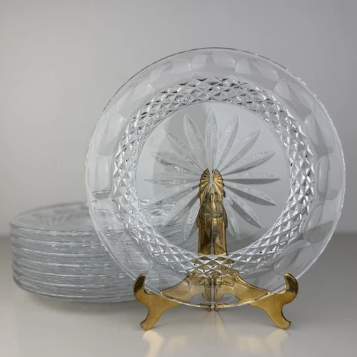 Set Of 4 Vintage Waterford Crystal Diamond Cut Colleen Luncheon plates 8"