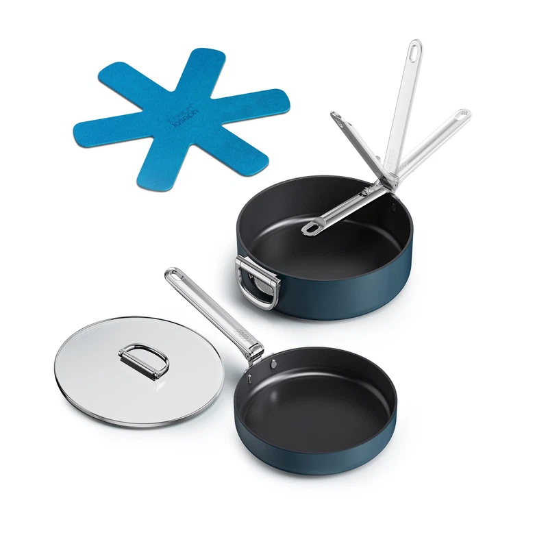 Joseph Joseph Space 3-Piece Nonstick Pots And Pans Cookware Set Folding Handles