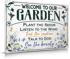 Welcome to Our Garden Metal Sign 12"X8" outside Garden Welcome Sign Gardening Gi