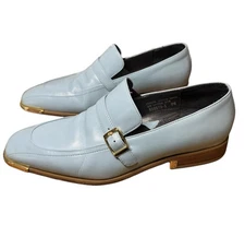 Giorgio Brutini Private Collection Powder Blue Mens Leather Monk Strap Loafers 9